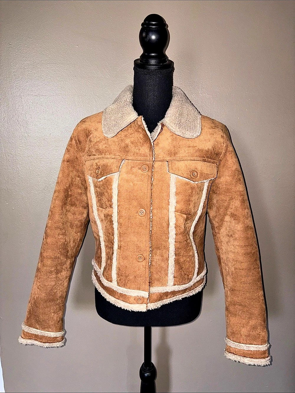 Bacci Shearling-Trim Brown Sherpa Lined Jacket Size Medium